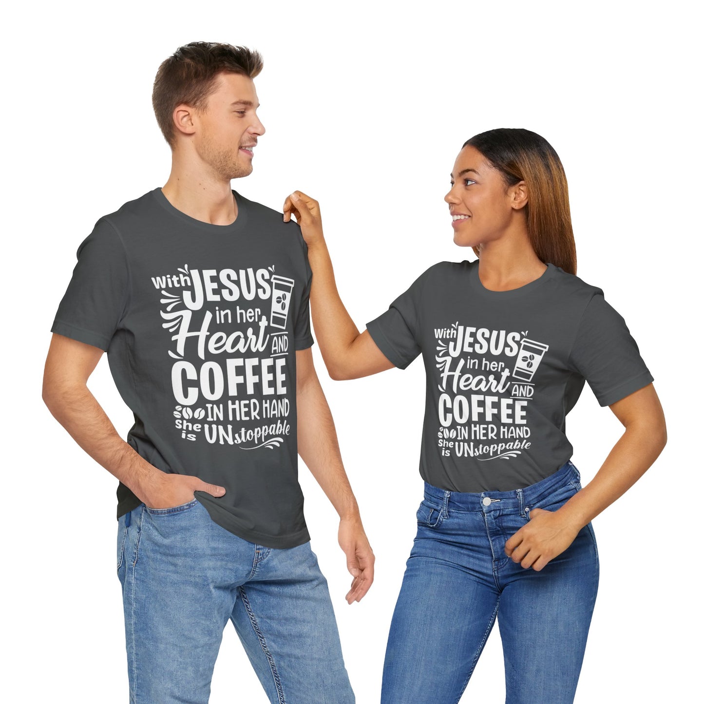 With Jesus in her heart and Coffee in her hand Tee