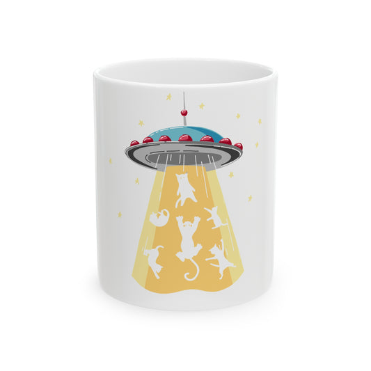 Cat Alien Abduction Mug, 11oz